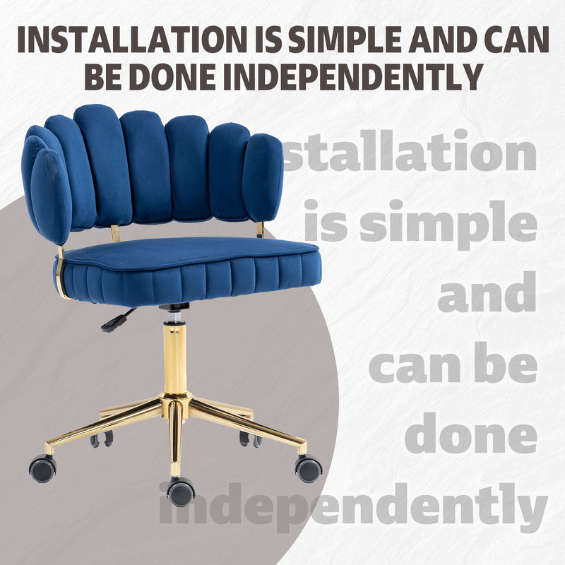Modern Velvet Home Office Desk Chair With Adjustable Height And Swivel Wheels