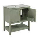 Elegant Bathroom Vanity With Ceramic Sink And Versatile Storage