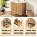 36" Bathroom Vanity, 2 Soft Close Doors, 4 Soft Close Drawers, Adjustable Shelf, Storage Cabinet - Acacia Wood