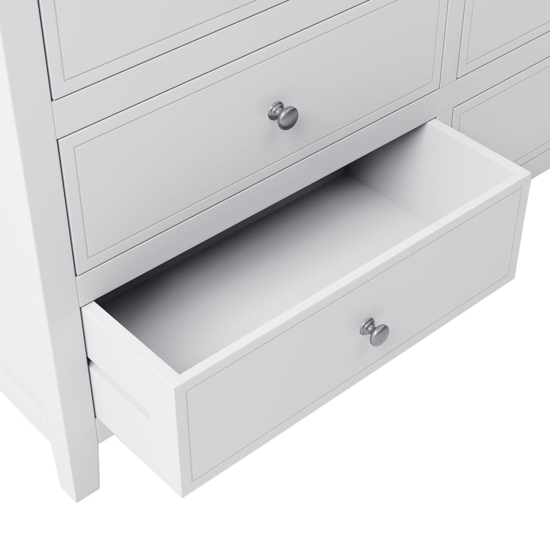 7 Drawers Solid Wood Dresser - White