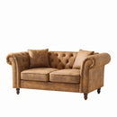 Chesterfield 3 And 2 Seater Sofa Set, High Tech Fabric Upholstered Couch For Living Room