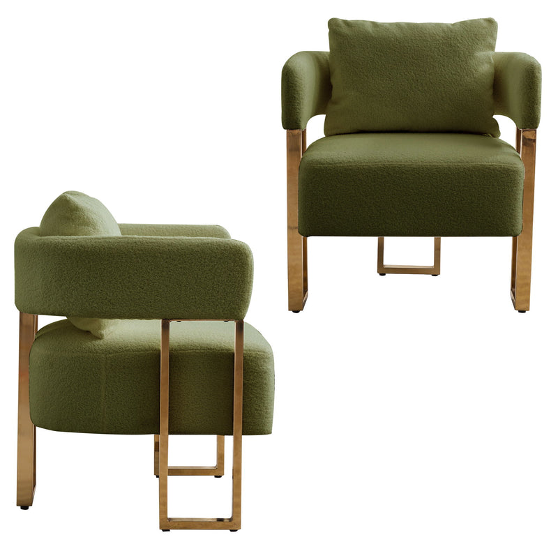 Modern Decorative Chair Teddy Fleece Upholstered And Metal Foot