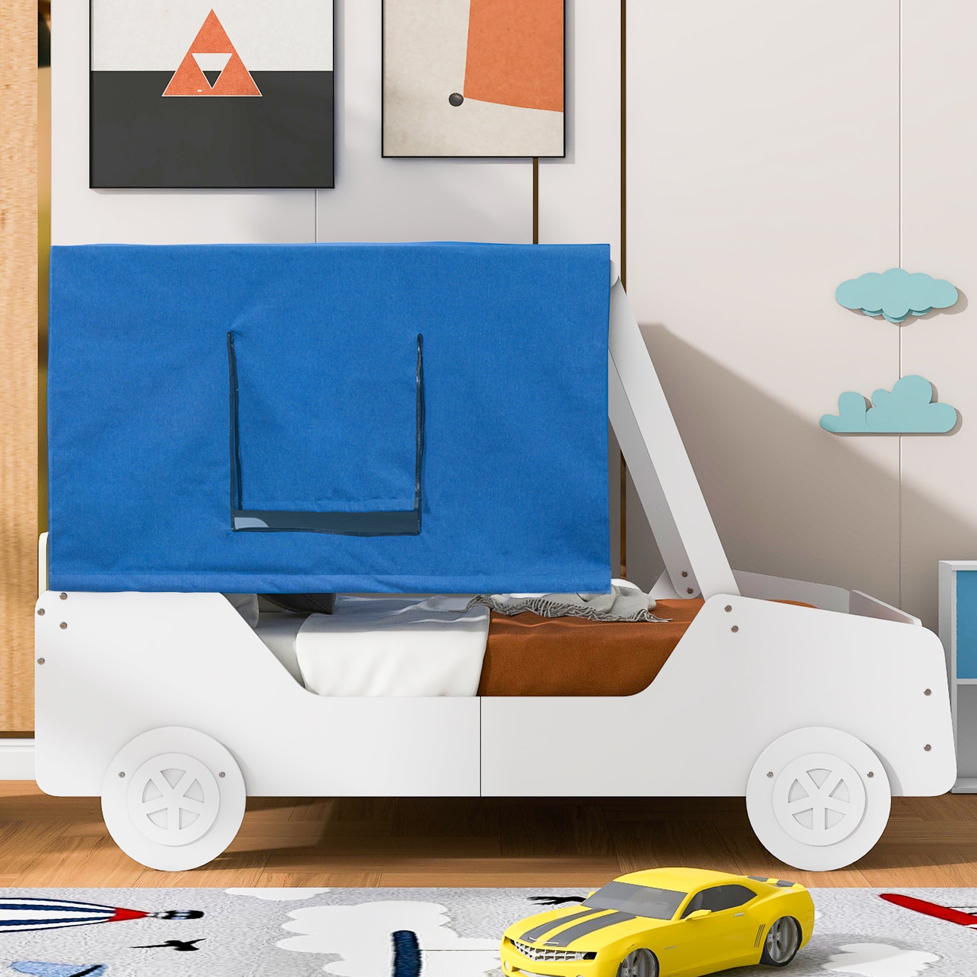 Full Size Car Shaped Bed with Tents,White - Atlantic Fine Furniture Melbourne FL