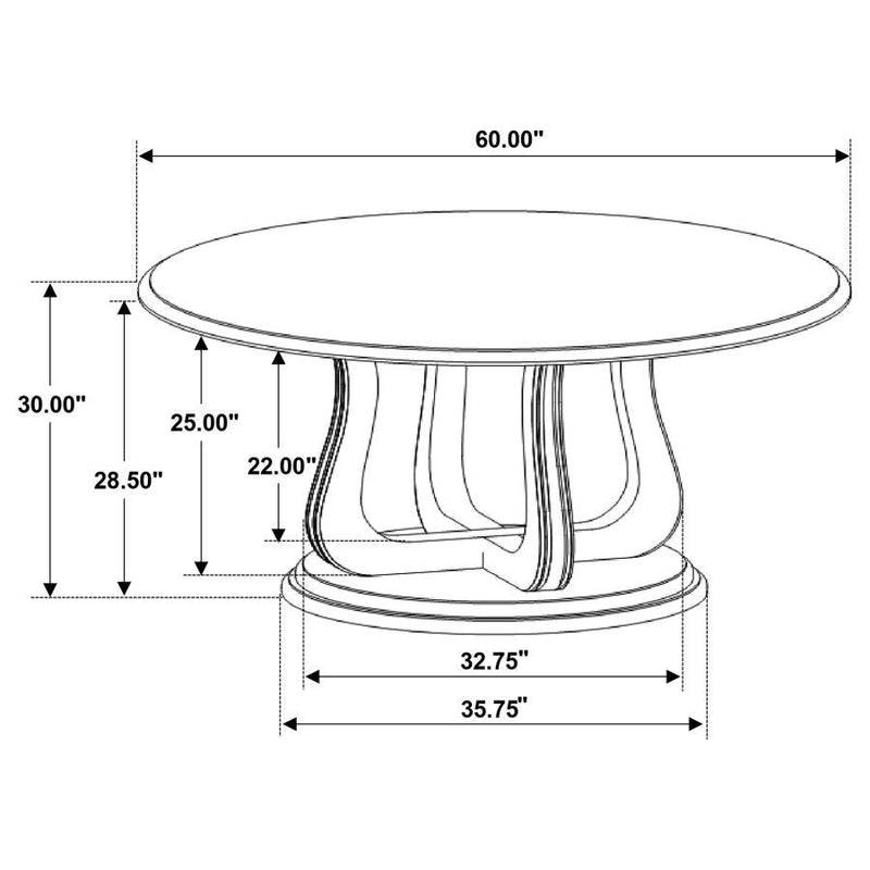 Trofello - Round Pedestal Dining Table - White Washed