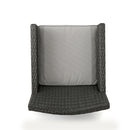 Outdoor Rattan Dining Chair With Straight Legs And Sloped Arms