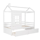 Twin Size Classic House Bed With 2 Drawers - White