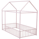 Metal Bed House Bed Frame With Fence
