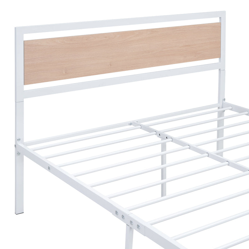 Platform Bed, Metal And Wood Bed Frame With Headboard And Footboard