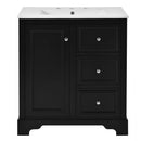 Bathroom Vanity Cabinet With Ceramic Basin, 3 Drawers And Adjustable Shelves