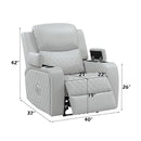 Elonzo - Power Motion Recliner With LED, Power Headrest & Speaker - Light Gray