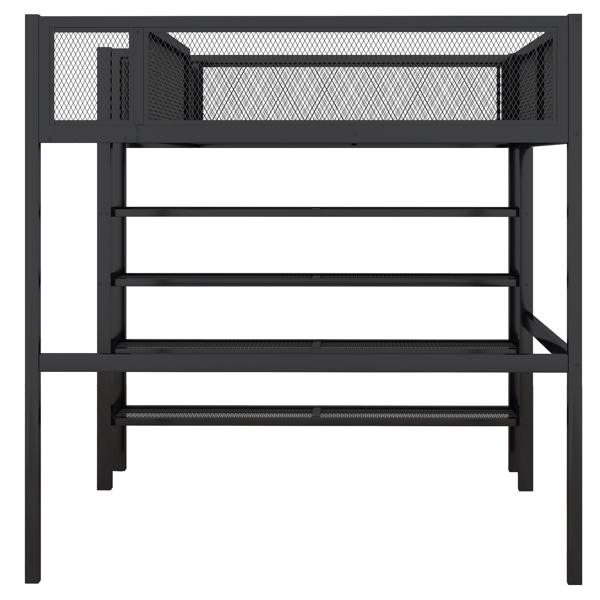Full Size Metal Loft Bed with 4-Tier Shelves and Storage, Black - Atlantic Fine Furniture Melbourne FL