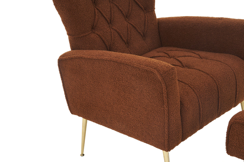 Modern Accent Chair With Ottoman, Comfy Armchair For Living Room, Bedroom, Apartment