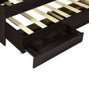 Full XL Size Platform Bed with Storage LED Headboard, Charging Station, Twin Size Trundle and 2 Drawers, Dark Brown