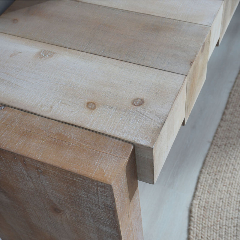 Modern Rustic Table With Sculpted Block Design