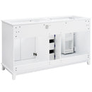 Bathroom Vanity Cabinet Only, 3 Drawers & 4 Doors With Double Layer Shelves - White