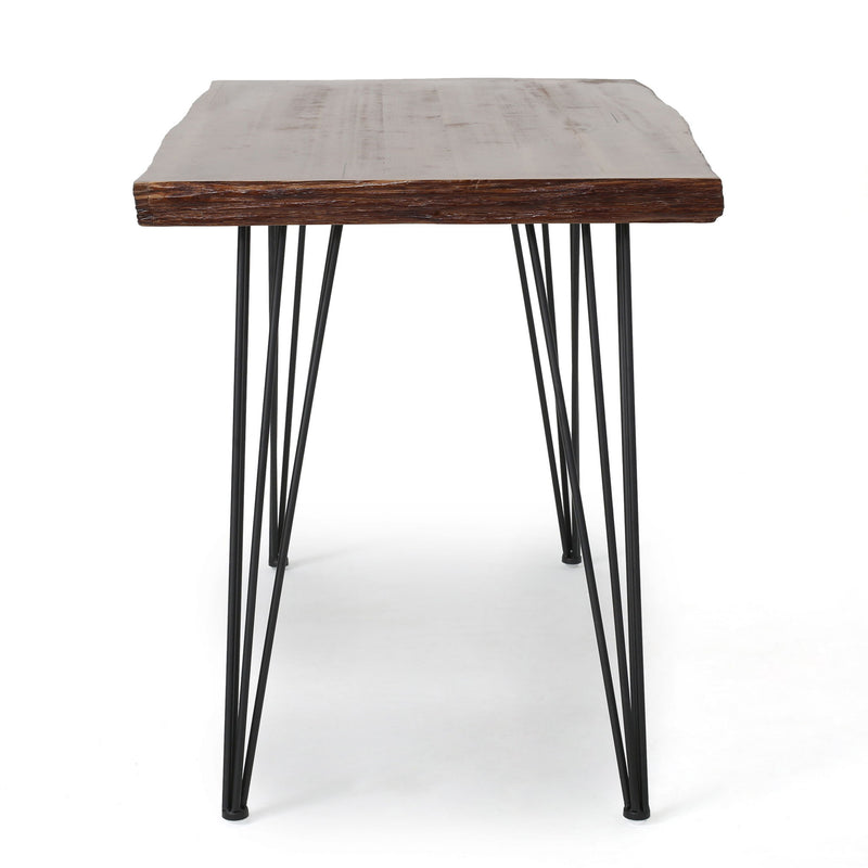 Modern Industrial Faux Live Edge Dining Table With Hairpin Legs - Natural