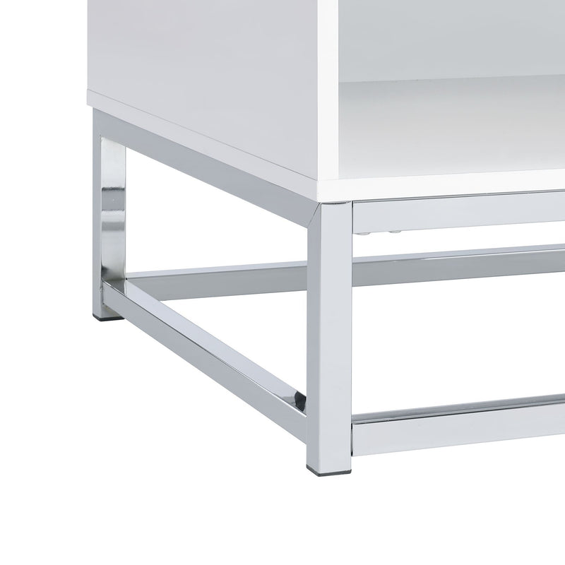 Chandra - End Table With LED And Battery Pack - Glossy White