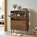 Medieval - Independent Shoe Cabinet With 2 Flip Drawers - Walnut