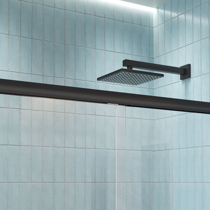 Aluminum Frame Double Double Soft Close Shower Door, Tempered Glass And Dual Stainless Steel Handles