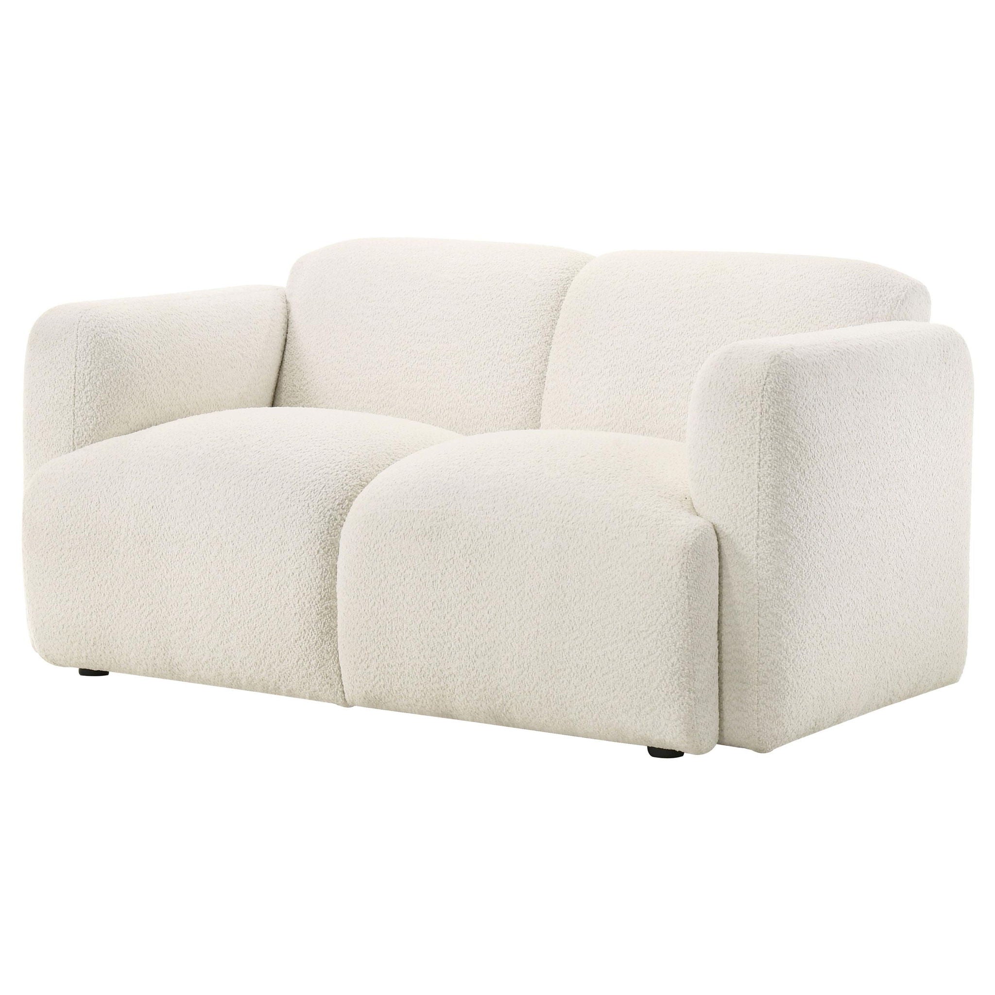 Dorset Fabric Upholstered Round Track Arm Loveseat White