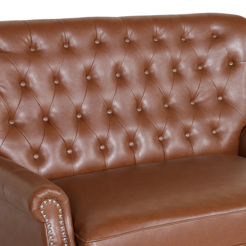 Oversize Faux Leather Recliner Chair - Light Brown