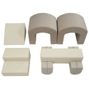 Indoor Soft Foam Climber Play Sets 7 In 1, Soft Play Equipment Climb And Crawl Playground For Toddlers, Kids Crawling And Climbing Active Play Structure - Coffee