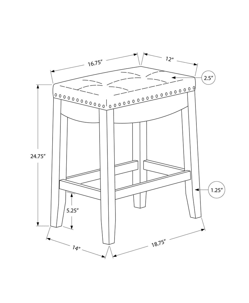 Bar Stool Counter Height, Saddle Seat, Transitional (Set of 2)