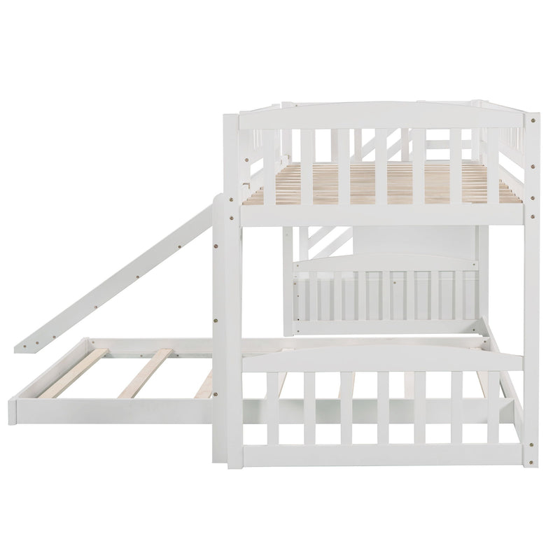 Twin Over Twin Stairway Bunk Bed With Two Drawers And Slide