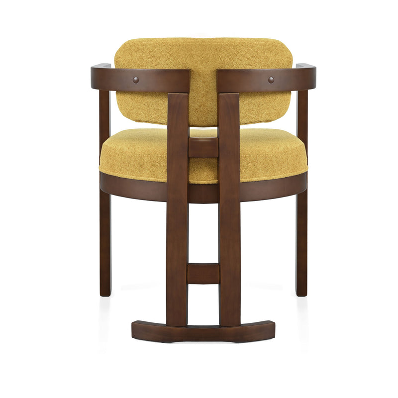 7 Piece Elegant Dining Set With Upholstered Wood Dining Chairs - Yellow / Walnut / Rich Mahogany