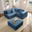 Modular L Shaped Floor Living Room Sofa Set With 6 Pillows