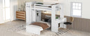 Loft Bed With A Stand Alone Bed, Shelves, Desk, And Wardrobe