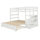 Twin over Twin/King (Irregular King Size) Bunk Bed with Twin Size Trundle, Extendable Bunk Bed   (White)(OLD SKU :LP000032AAK)