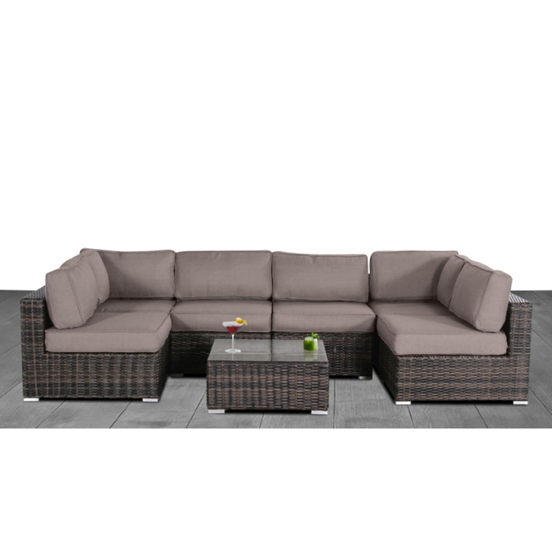 Seating Set With Cushions Handcrafted Wicker Design