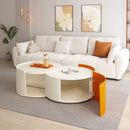 Modern Round Nesting Coffee Table With Extendable Sliding Top