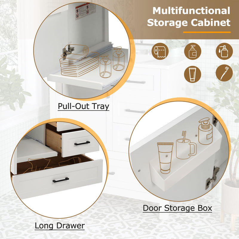 Modern Bathroom Vanity With Ceramic Sink, Solid Frame And Storage Solutions