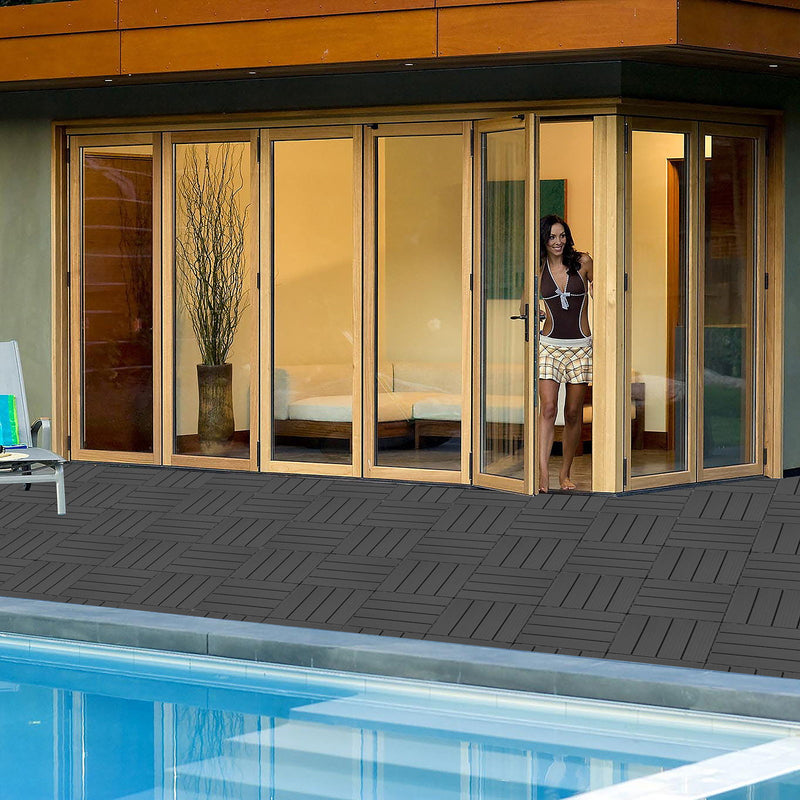 Plastic Interlocking Deck Tiles, Patio Flooring Outdoor Waterproof All Weather Use