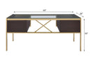 Yumia - Desk - Gold & Clear Glass - Atlantic Fine Furniture Inc