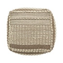 Rustic Wool And Cotton Large Pouf, Handcrafted Tufted Design - Brown / Beige