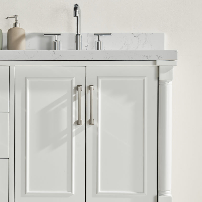 Freestanding Double Bathroom Vanity With Extra Black Handles - White