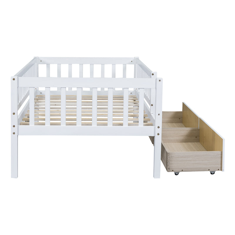 Twin Size Daybed Wood Bed with Two Drawers , White