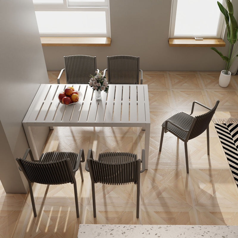 4 Piece Stackable Single Chairs With Vertical Stripe Design For All Weather