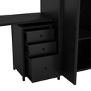 Full Size Loft Bed With Desk Set And Wardrobe - Black