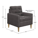 Tufted Back Accent Chair With Track Arm Silhouette - Gray