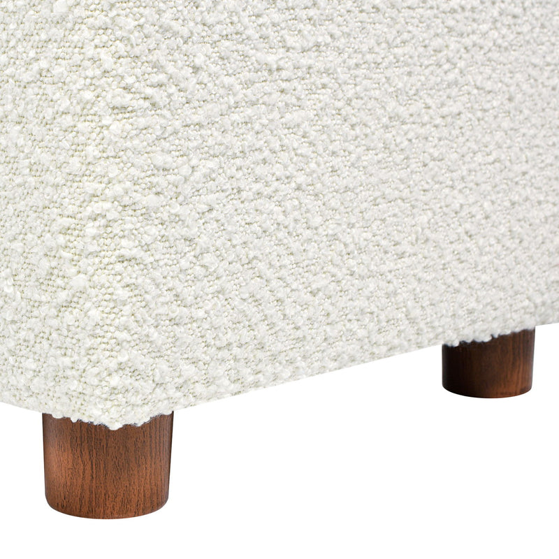 Upholstered Storage Ottoman - Ivory White