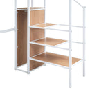 Loft Bed With Desk And Grid, Stylish Frame With Lateral Storage Ladder And Wardrobe