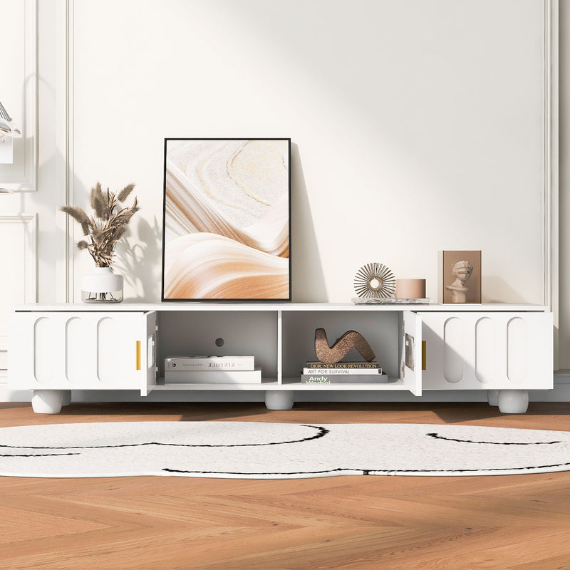 Modern TV Stand For TVs Up To 80", 2 Drawers And Cabinet