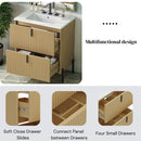 Fluted Bathroom Vanity With Ceramic Sink, Freestanding Design