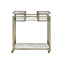 Neilo - Kitchen Cart - Clear Glass, Faux Marble & Wire Brass Finish - Atlantic Fine Furniture Inc