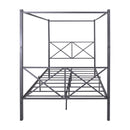 Metal Canopy Bed Frame, Platform Bed Frame  with X Shaped Frame Full Black