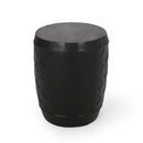 Outdoor Side Table With Lattice Design And Round Top - Black